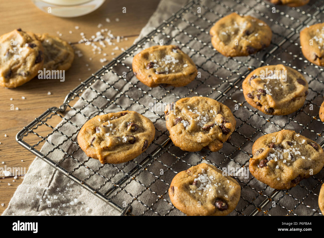 Homemade Sea Salt Chocolate Chip Cookies Ready to Eat Stock Photo Alamy