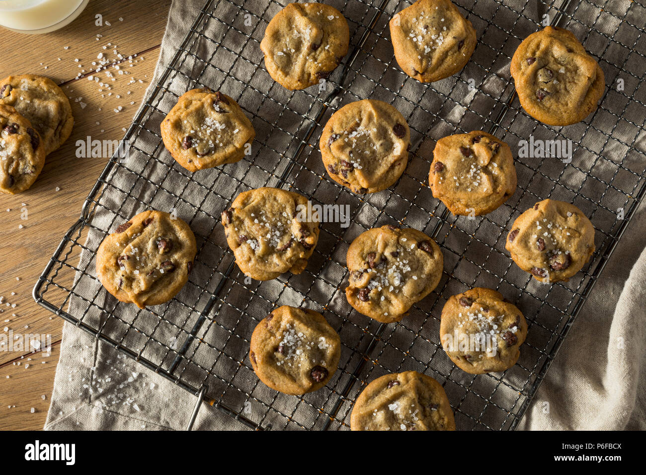 Homemade Sea Salt Chocolate Chip Cookies Ready to Eat Stock Photo Alamy