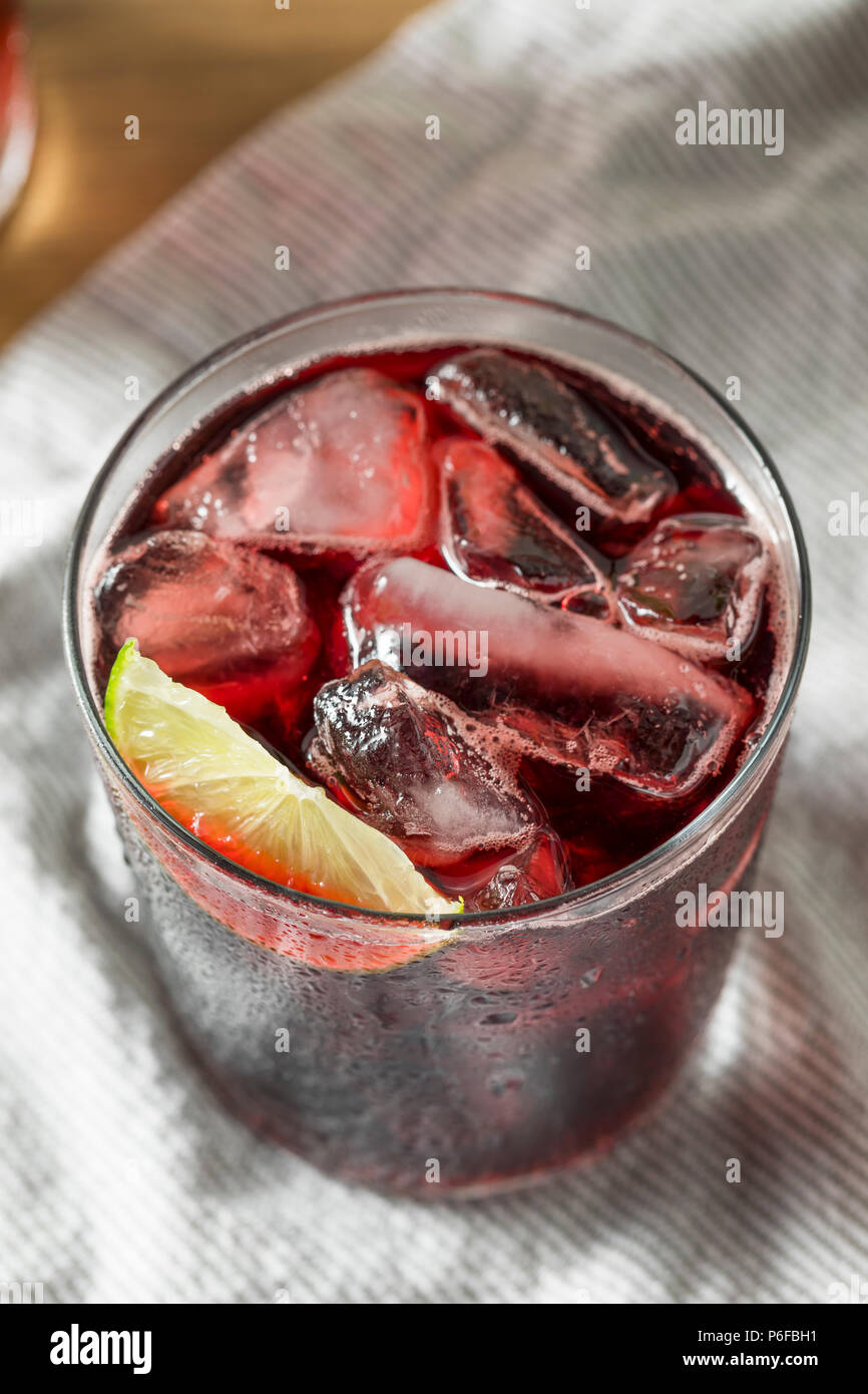 Alcoholic Red Wine and Cola Cocktail with Lime Stock Photo Alamy