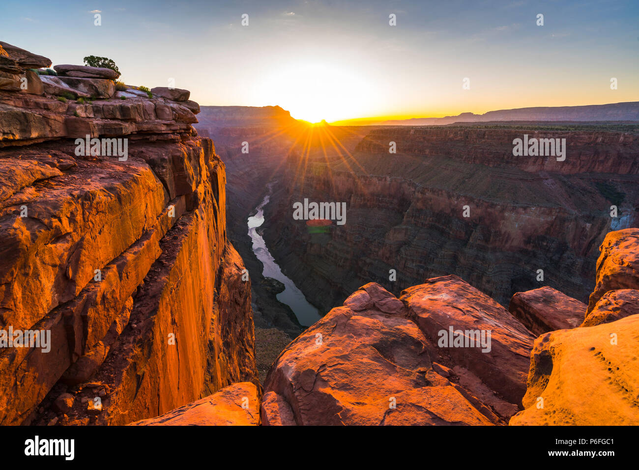 scenic view of Toroweap overlook at sunrise  in north rim, grand canyon national park,Arizona,usa. Stock Photo