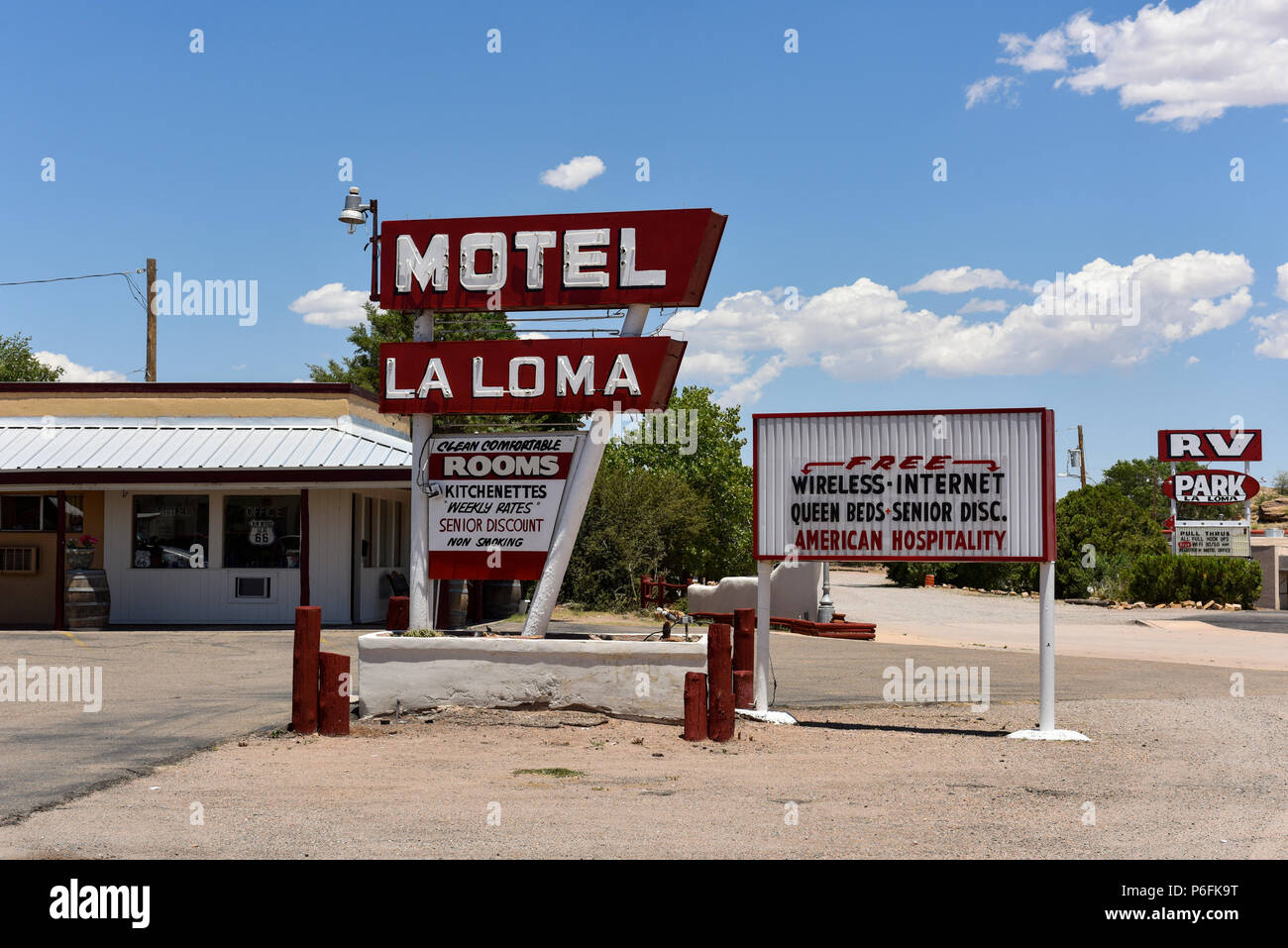 La Loma Motel and RV Park in Santa Rosa, New Mexico on historic route 66. Stock Photo