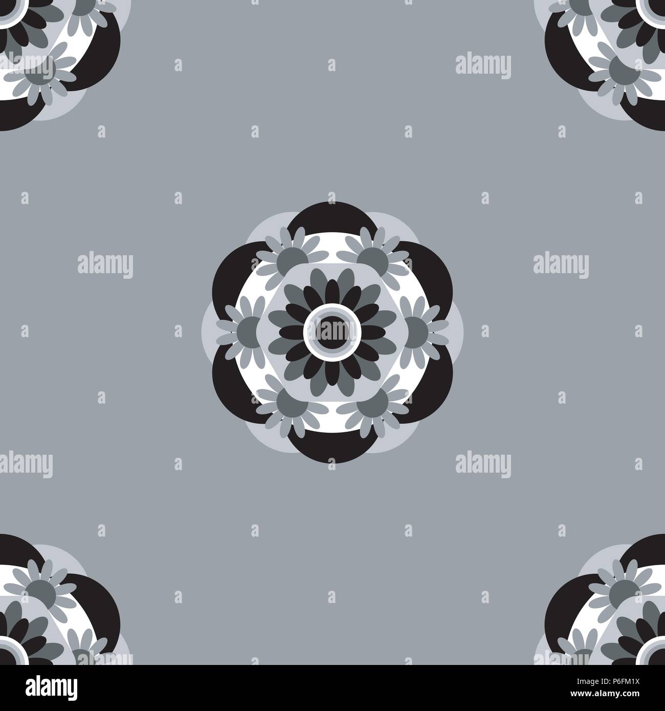 Flower mandala Seamless pattern Geometric symmetrical drawing Stock