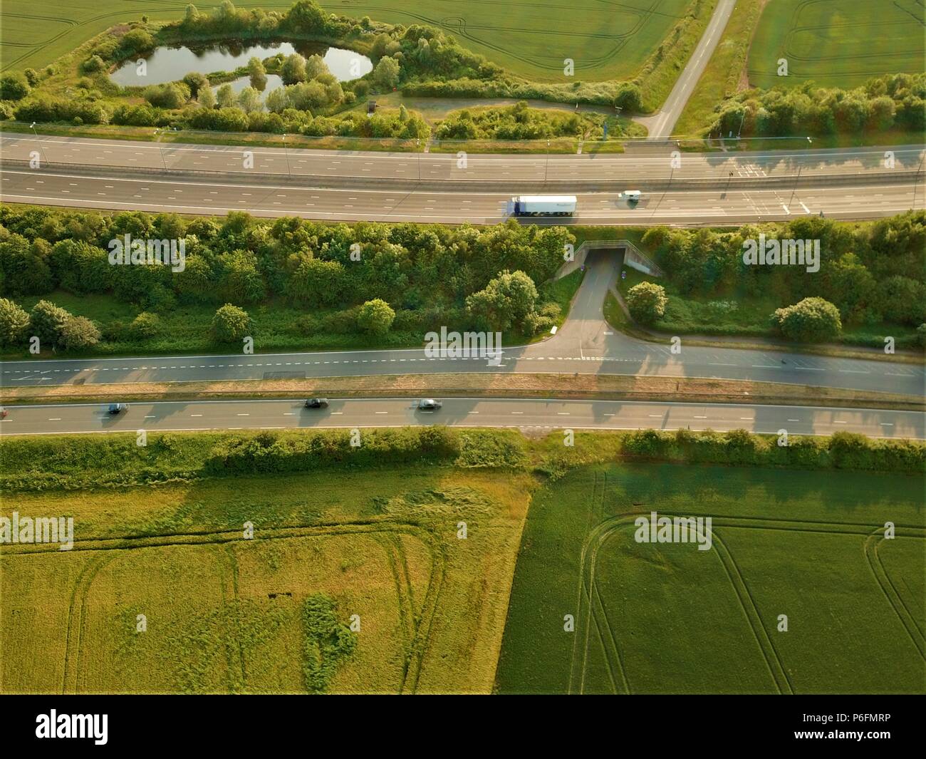 Aerial photo of a busy road in Uk Stock Photo Alamy
