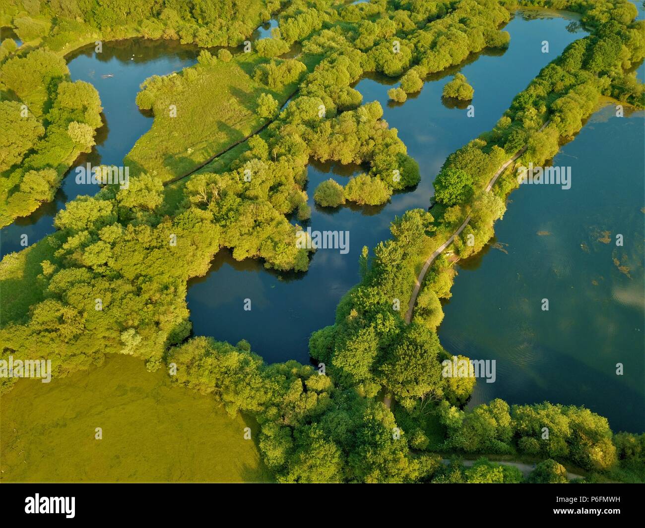 Aerial landscape photography, swampy terrain photo Stock Photo