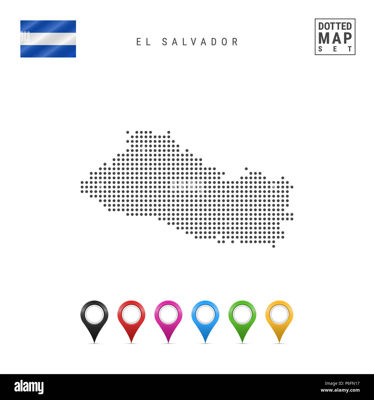 Dotted Map of El Salvador. Simple Silhouette of El Salvador. The