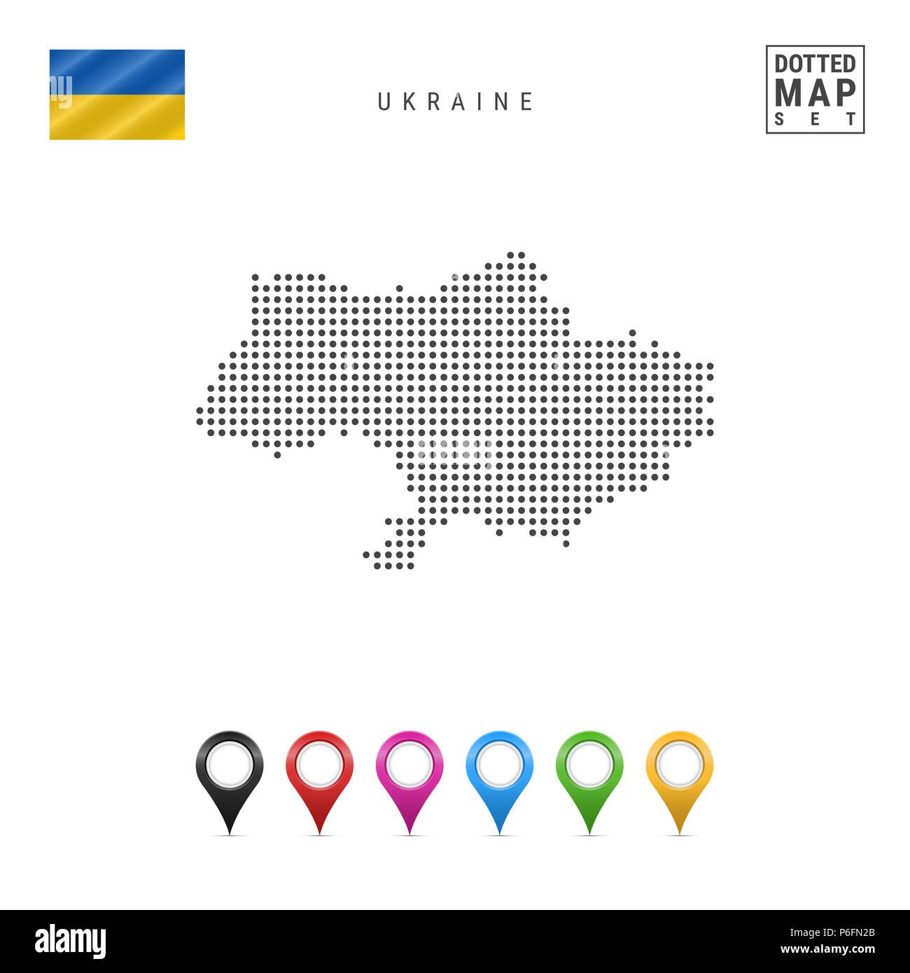 Dotted Map of Ukraine. Simple Silhouette of Ukraine. The National Flag ...