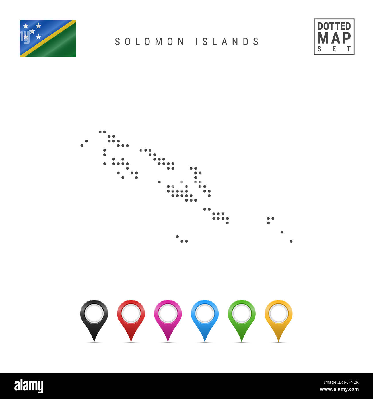 Dotted Map of Solomon Islands. Simple Silhouette of Solomon Islands