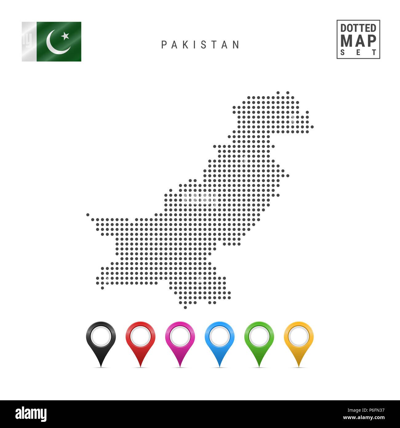 Dotted Map of Pakistan. Simple Silhouette of Pakistan. The National ...