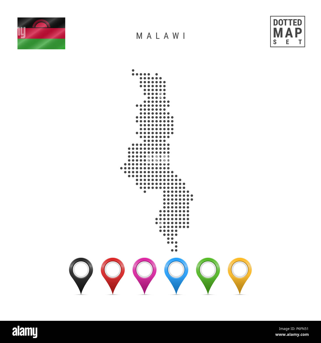 Dots Pattern Map Of Malawi Stylized Simple Silhouette Of Malawi The