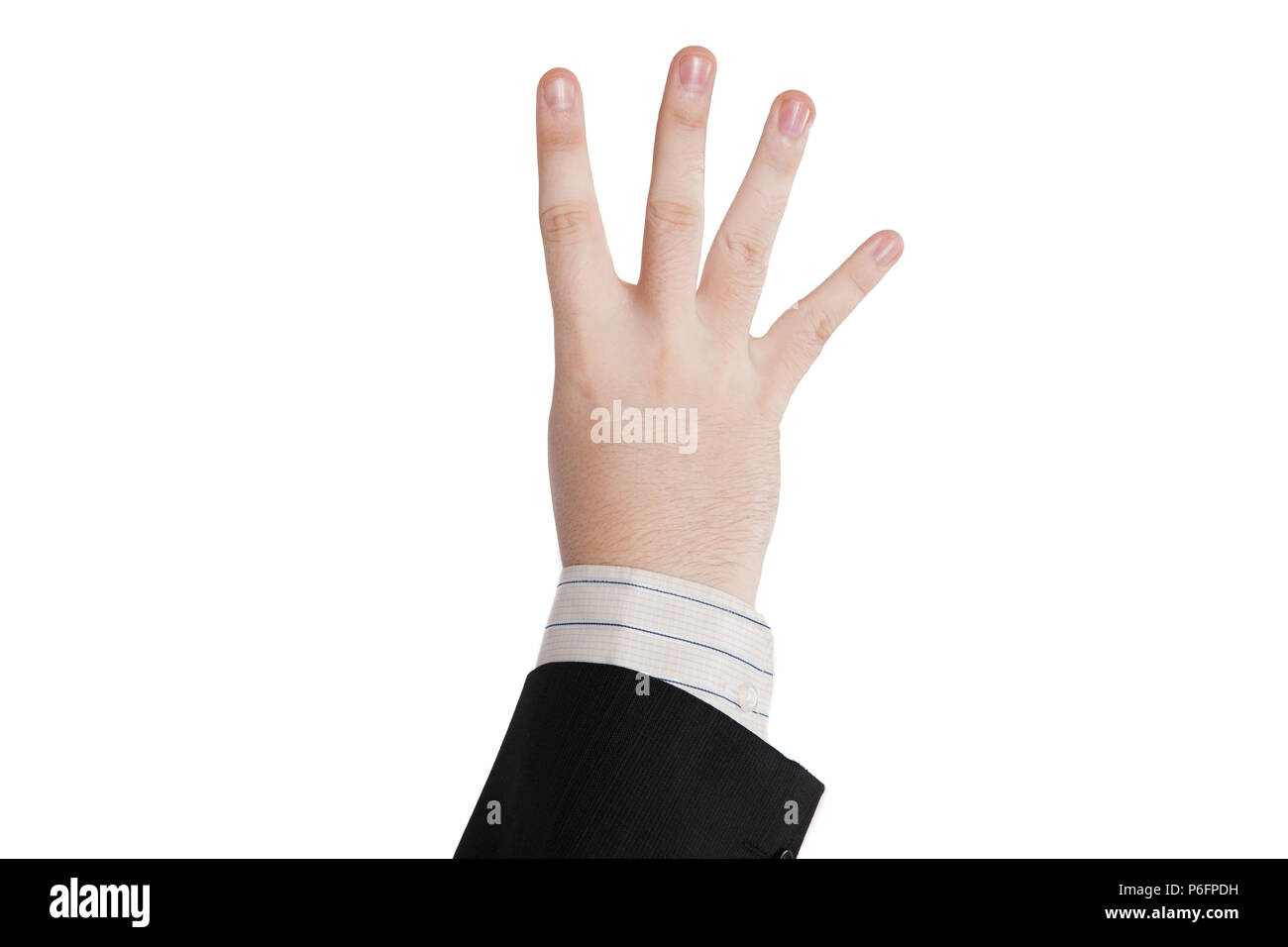 Male hand showing four fingers hi-res stock photography and images - Alamy