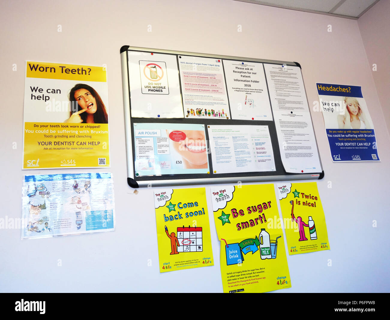 General notice board with Help and advice notices for patients at a