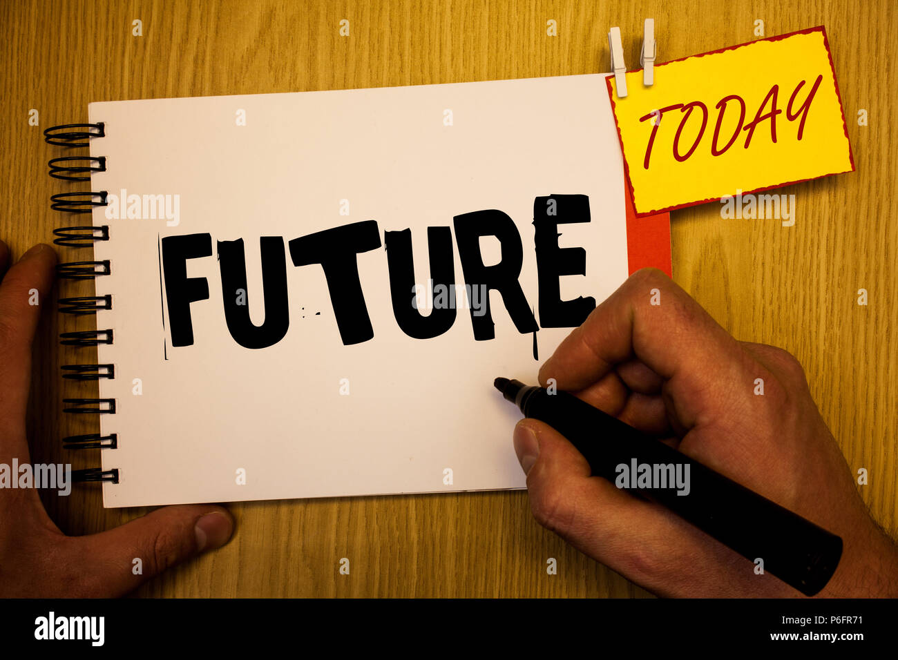 Handwriting Text Writing Future Concept Meaning Period Of Time Following The Present Moment Events That Will Happen Man Hold Holding Black Marker Not Stock Photo Alamy