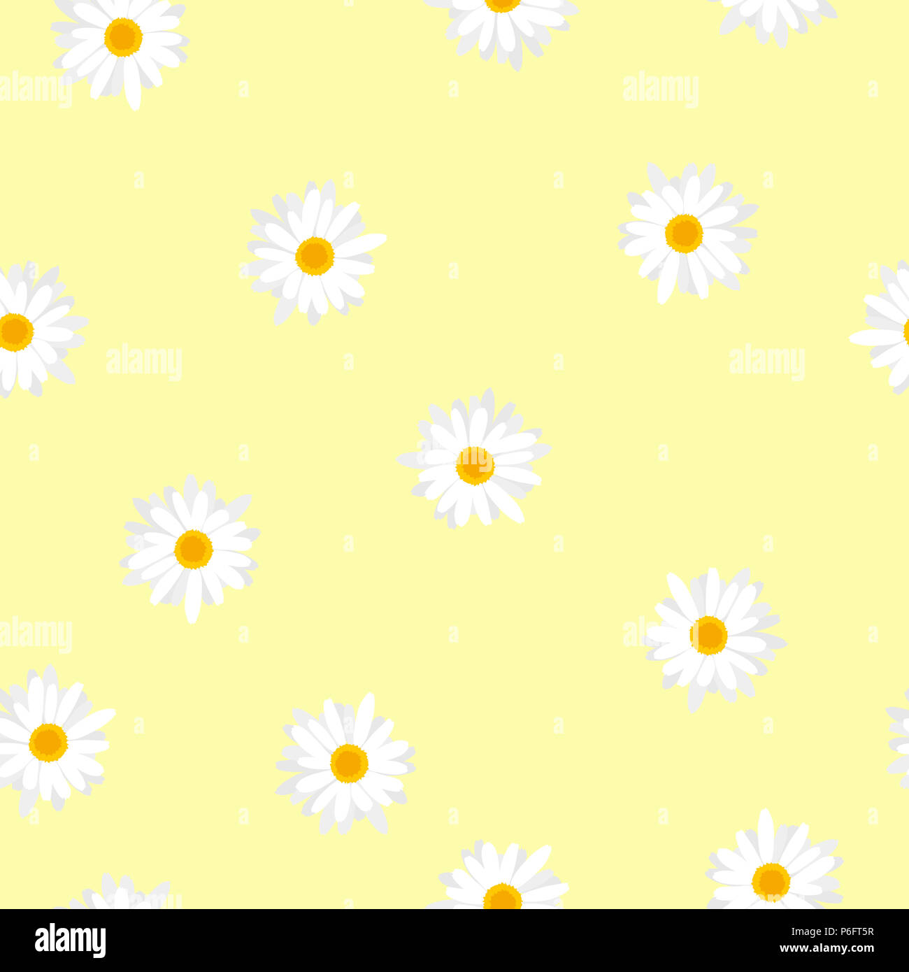 Seamless floral pattern white flowers Daisy on yellow background ...