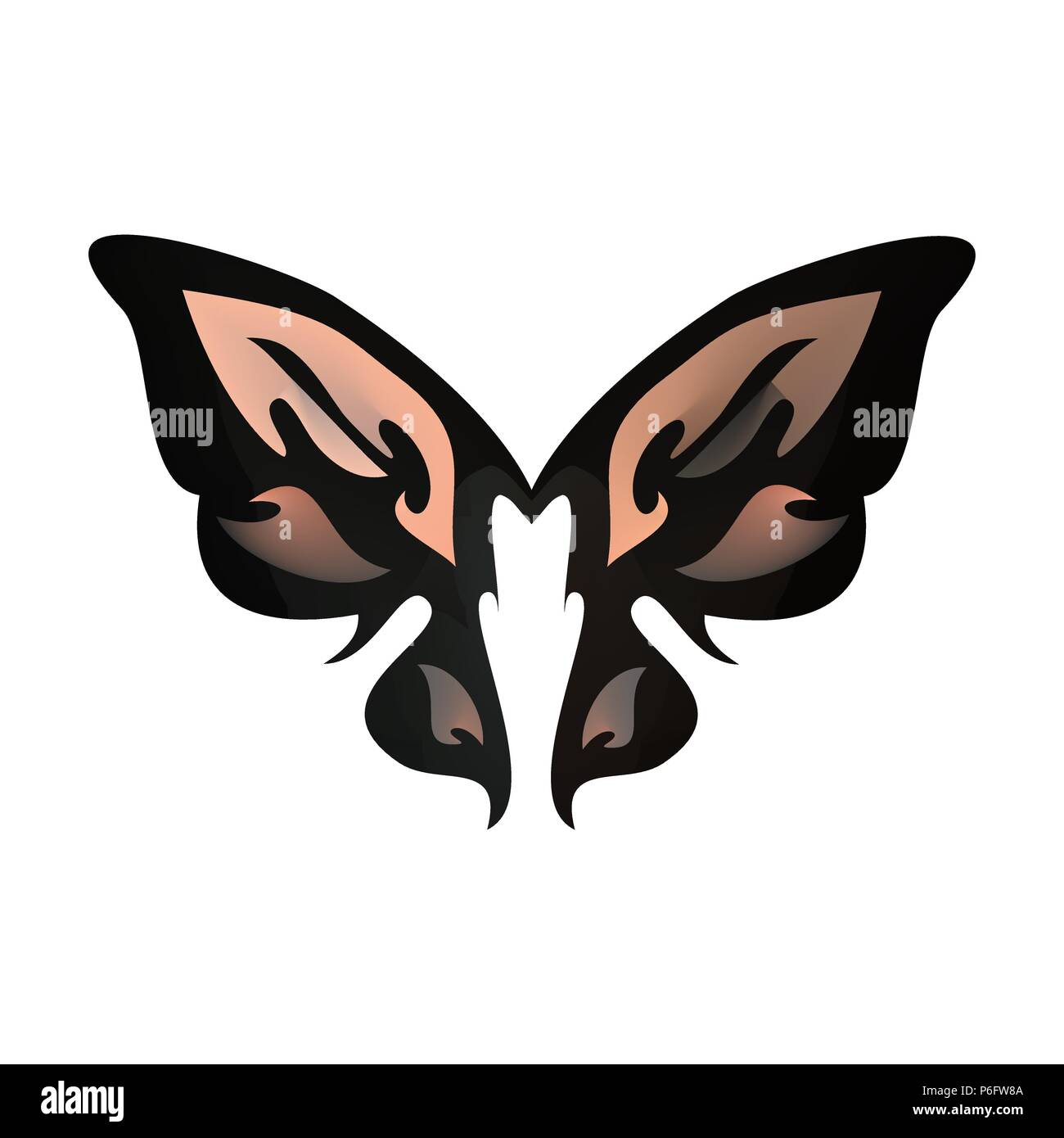 The silhouette abstract butterfly brown with black pattern Stock Vector
