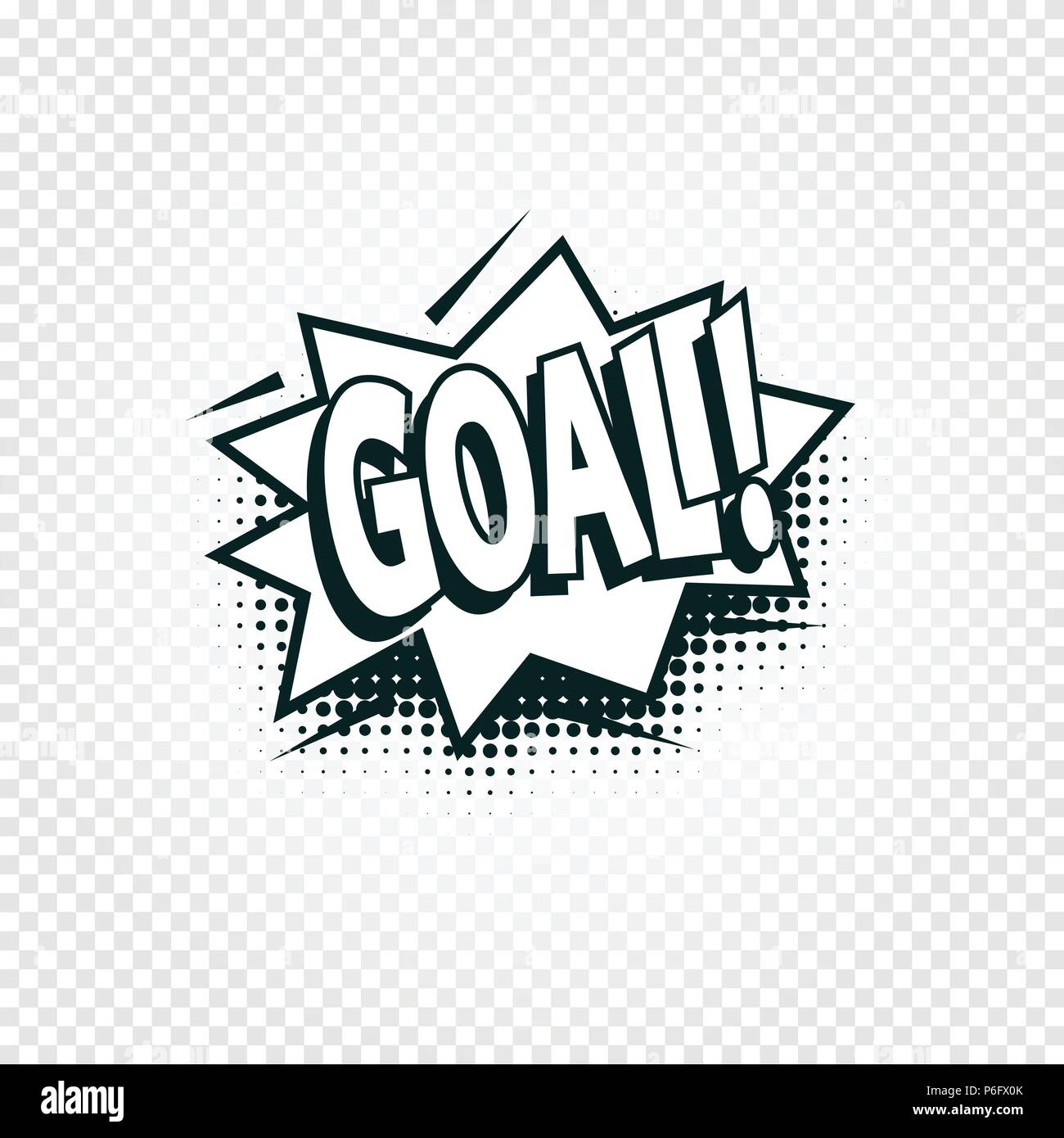 Goal icon comics cloud with halftone shadow, goal shout text in bubble