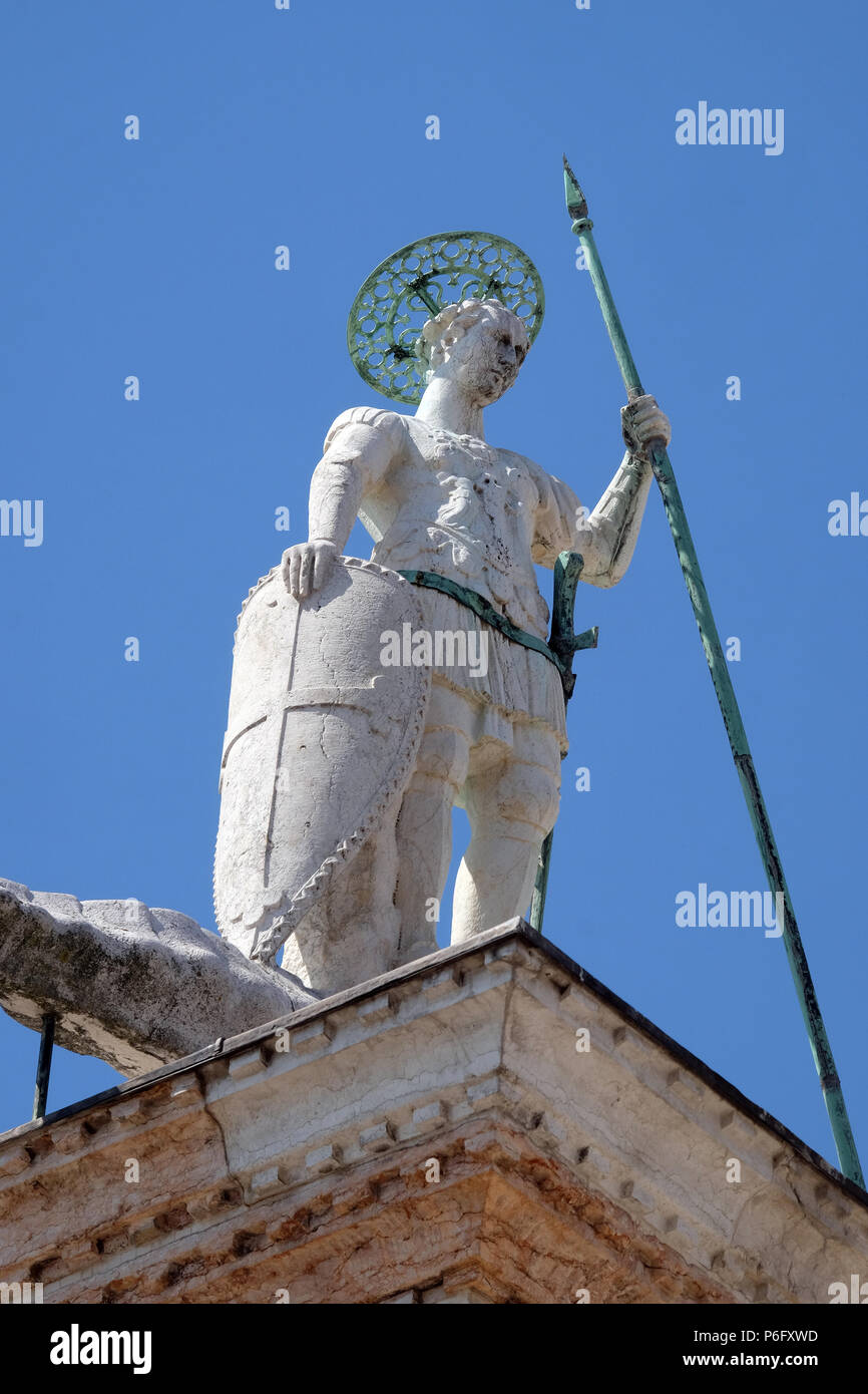 Saint Theodor, statue on a column on the Piazza San Marco, Colonne di San Teodoro, Venice, Italy, UNESCO World Heritage Site Stock Photo
