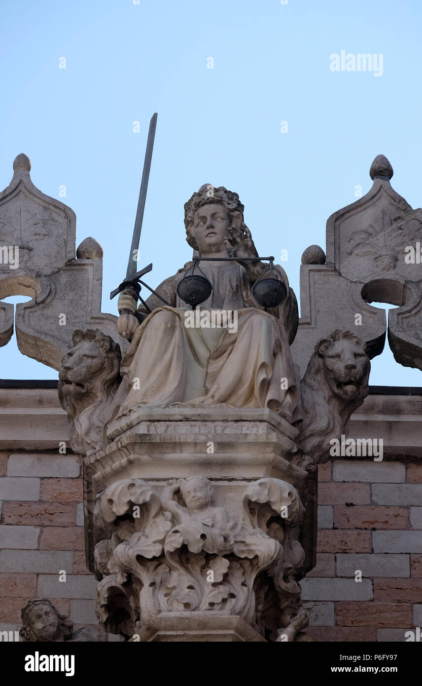 Goddess of Justice, statue at the top of Doge Palace in Goddess of Justice, statue at the top of Doge Palace in