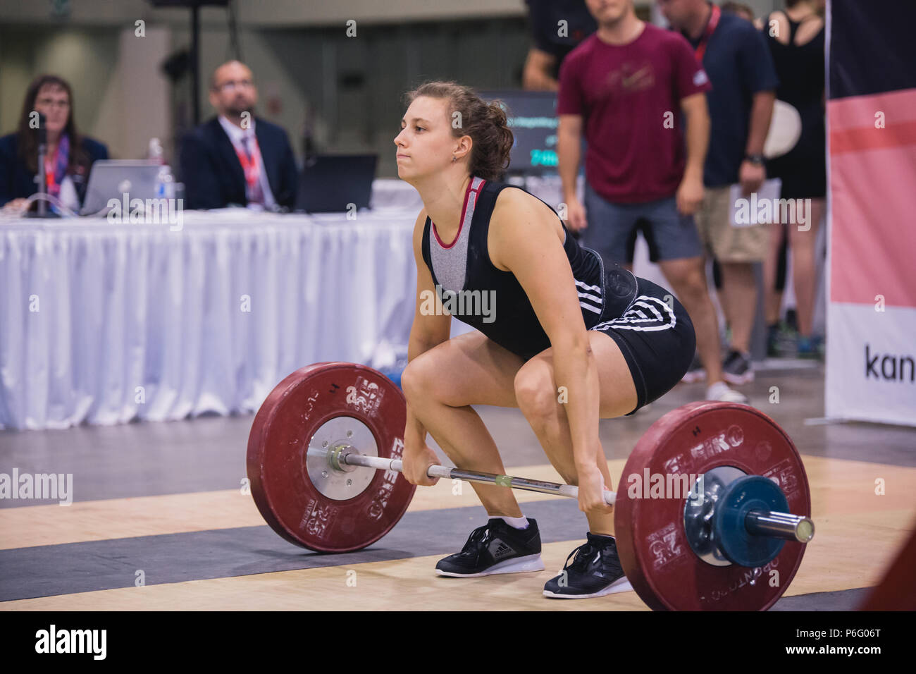 woman weight lifting competition Stock Photo