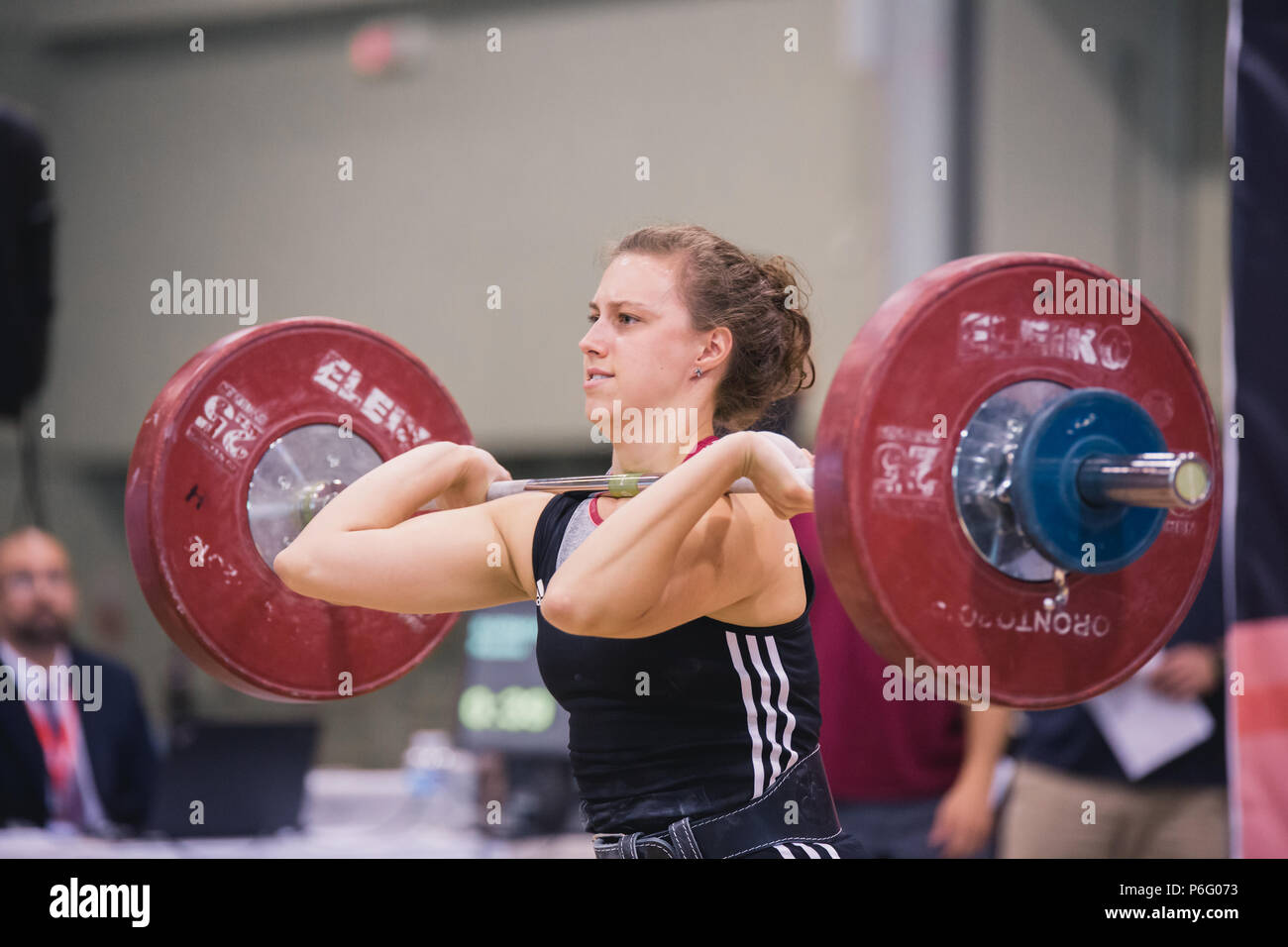 woman weight lifting competition Stock Photo