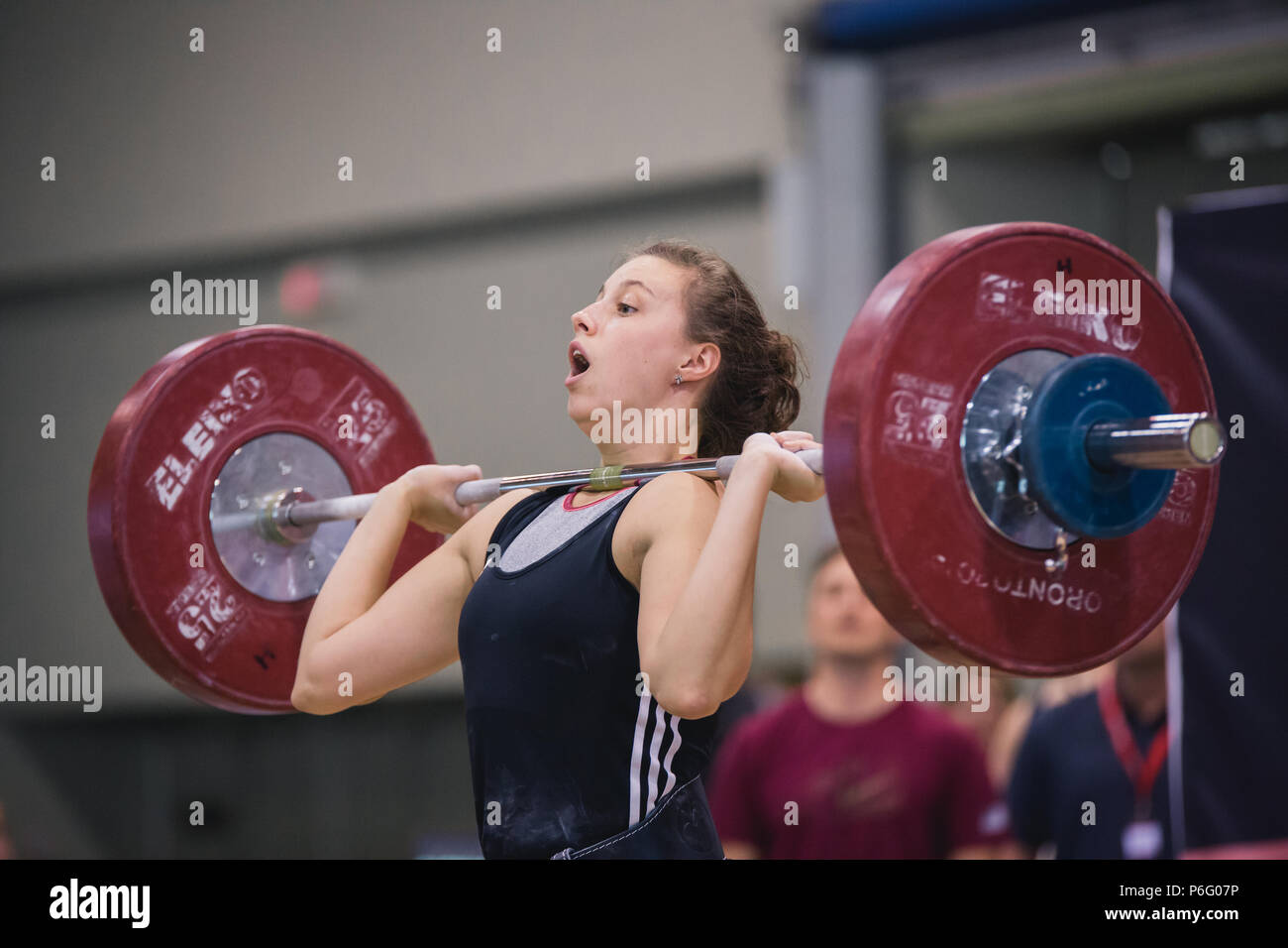 woman weight lifting competition Stock Photo