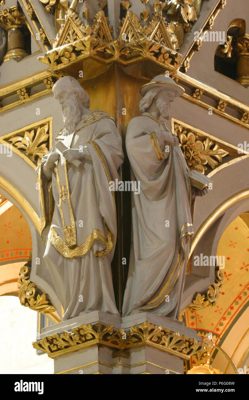 Doctors of the Church, statues on the main altar in Zagreb cathedral dedicated to the Assumption of Mary Stock Photo