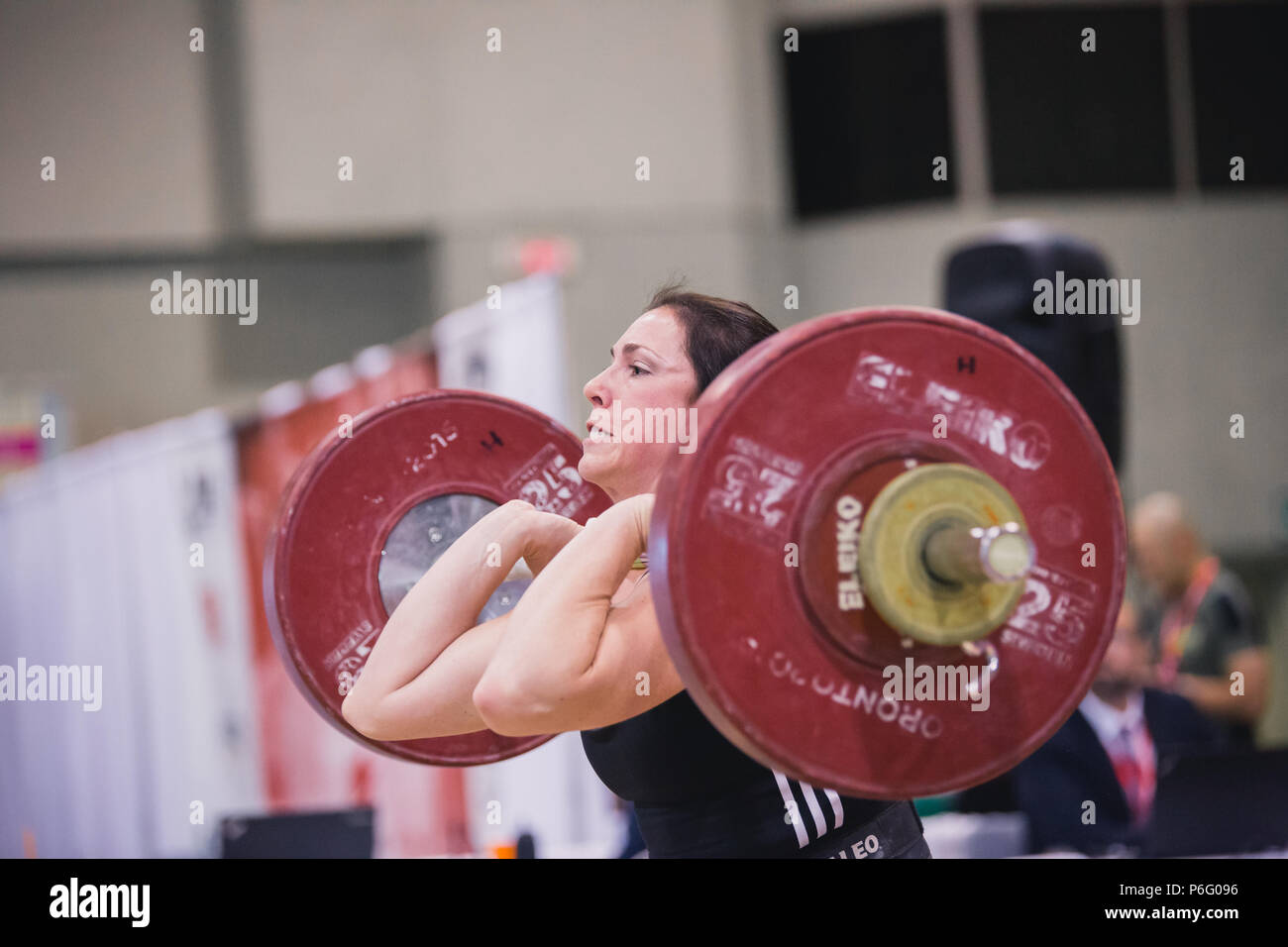 woman weight lifting competition Stock Photo