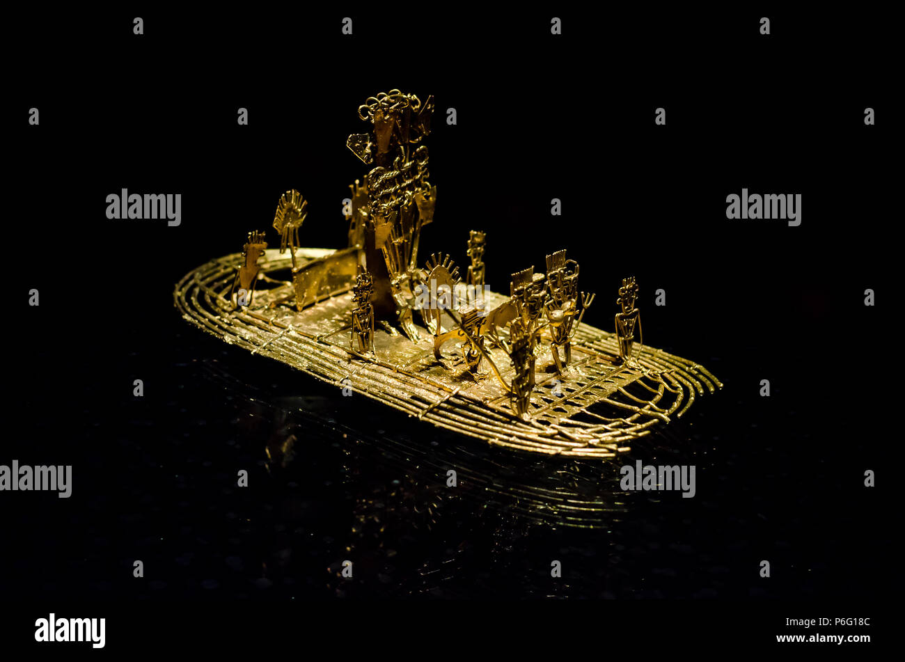 The famous Muisca Raft exhibited at the Pre-Columbian Gold Museum in Bogota Stock Photo