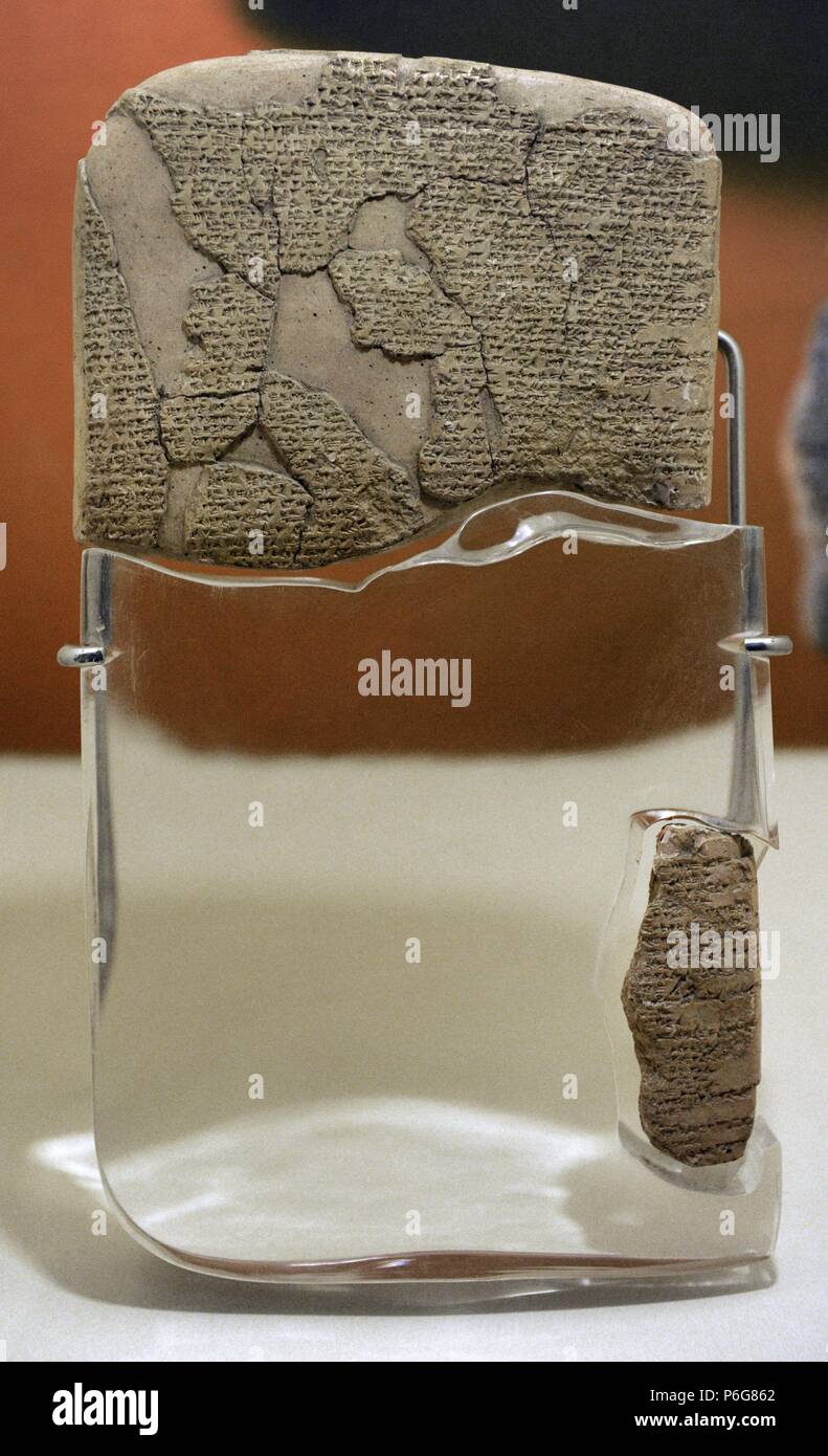 Kadesh Treaty, 1269 BC. Egyptian-Hittite Peace Treaty between Ramesses II and Hattusilis III. Terracotta. Hittite version. From Hattusas (Bogazkoy). Archaeological Museum. Istanbul. Turkey. Stock Photo