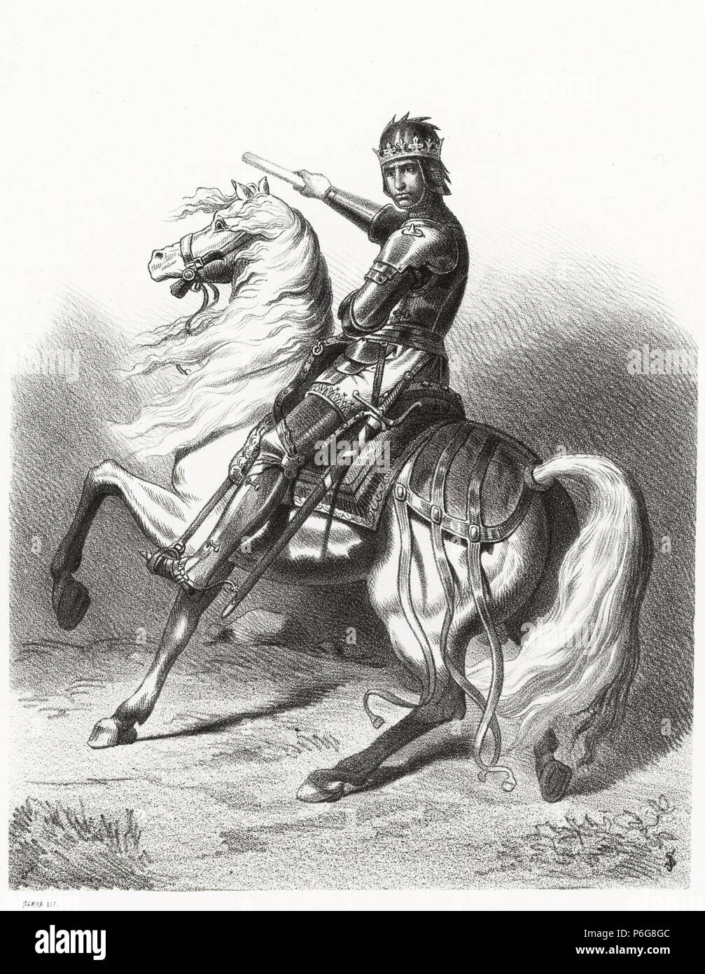 Historia de España. Alfonso V de Aragón (1396-1458), el Magnánimo. Grabado de 1872. Stock Photo