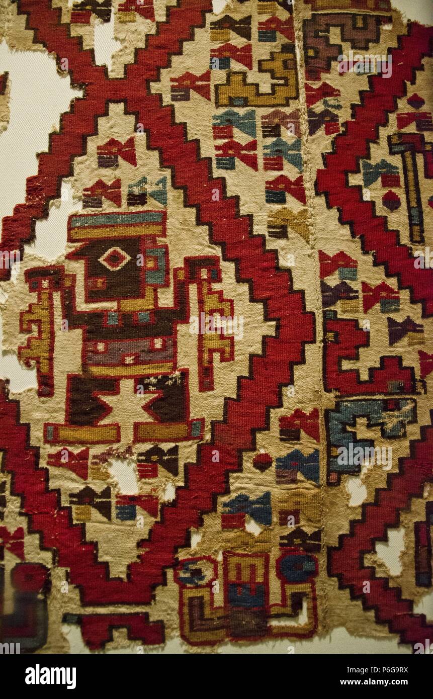 Wari textil Wari culture 500AC-1000AC Perú. Stock Photo