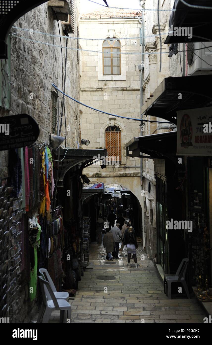 Israel. Jerusalem. Via Dolorosa. Muslim Quarter's. Old City. Stock Photo