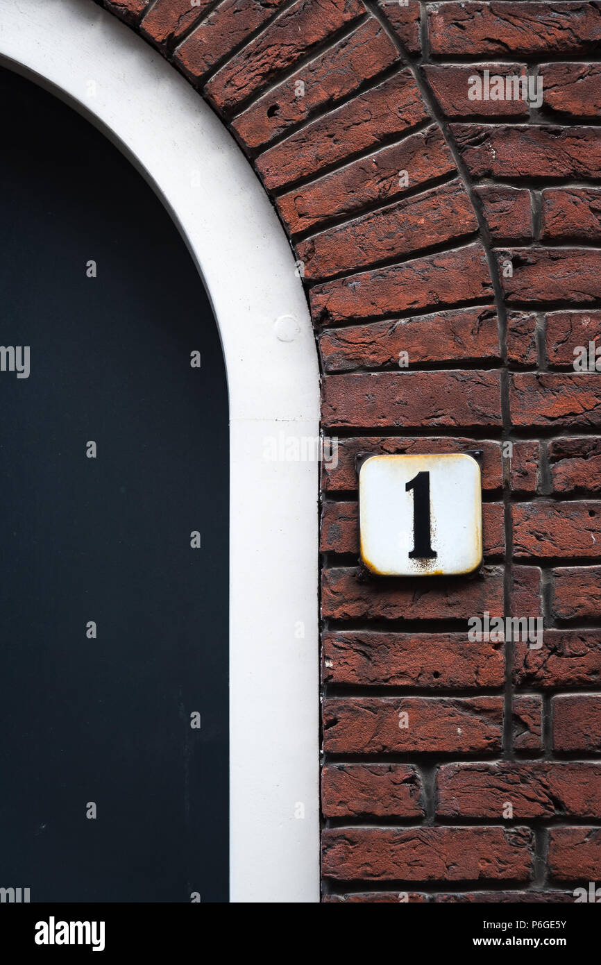 House Number 1 sign in Netherlands Stock Photo