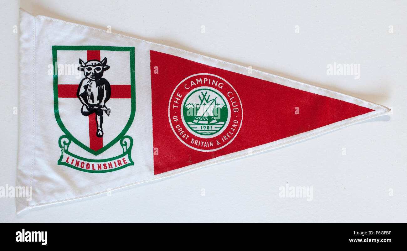 Old Vintage British Camping Flag or Pennant Lincolnshire Stock Photo