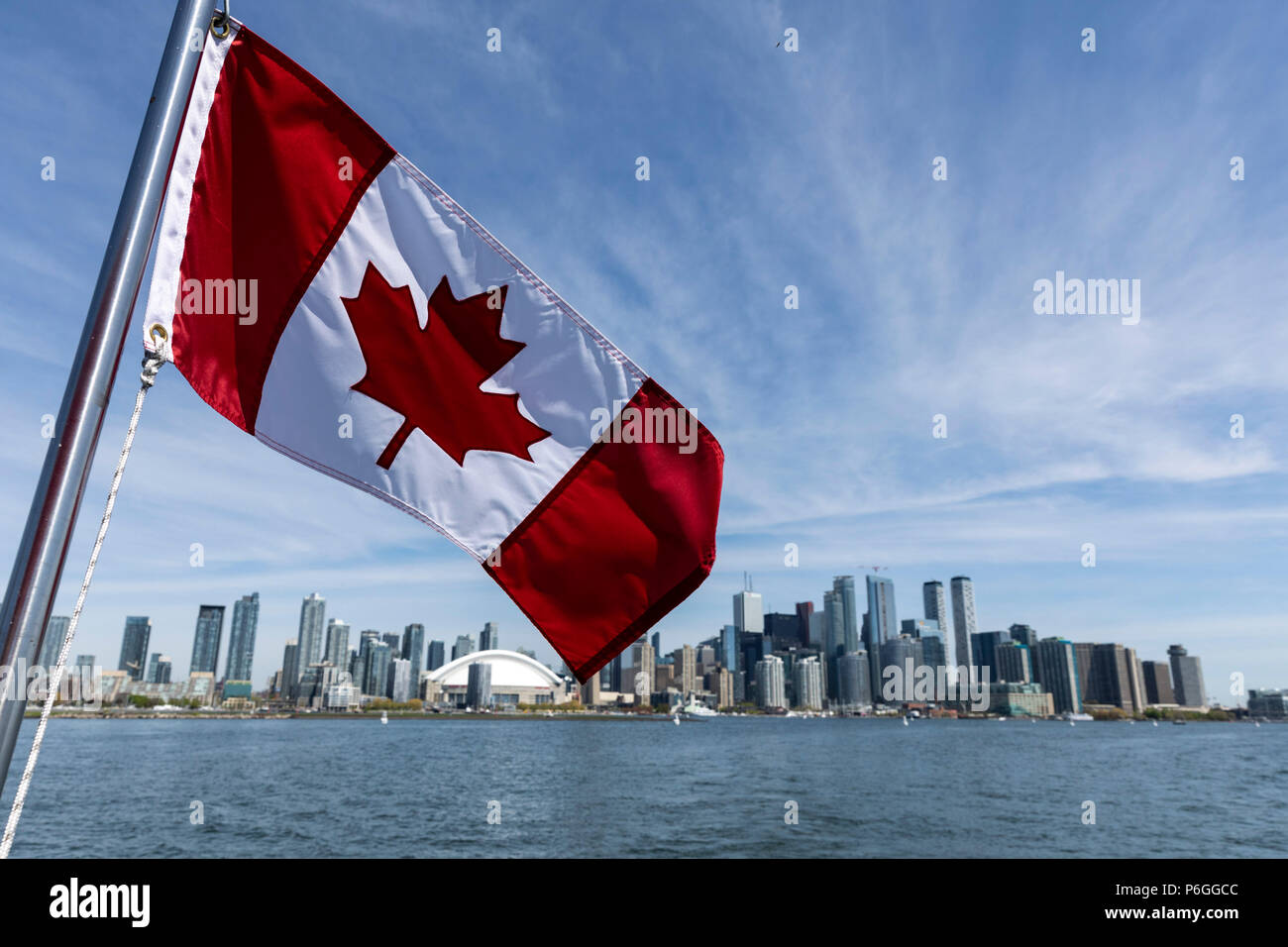 Canadian Flag And Toronto Waterfront Toronto Canada Stock Photo Alamy
