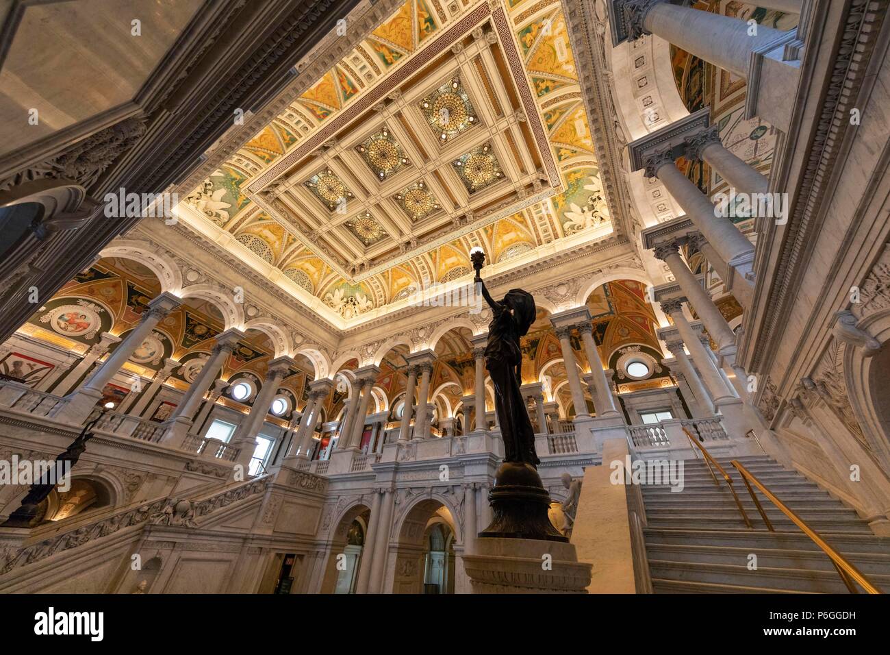 The Great Hall interior. Library of Congress. Washington DC, USA Stock ...