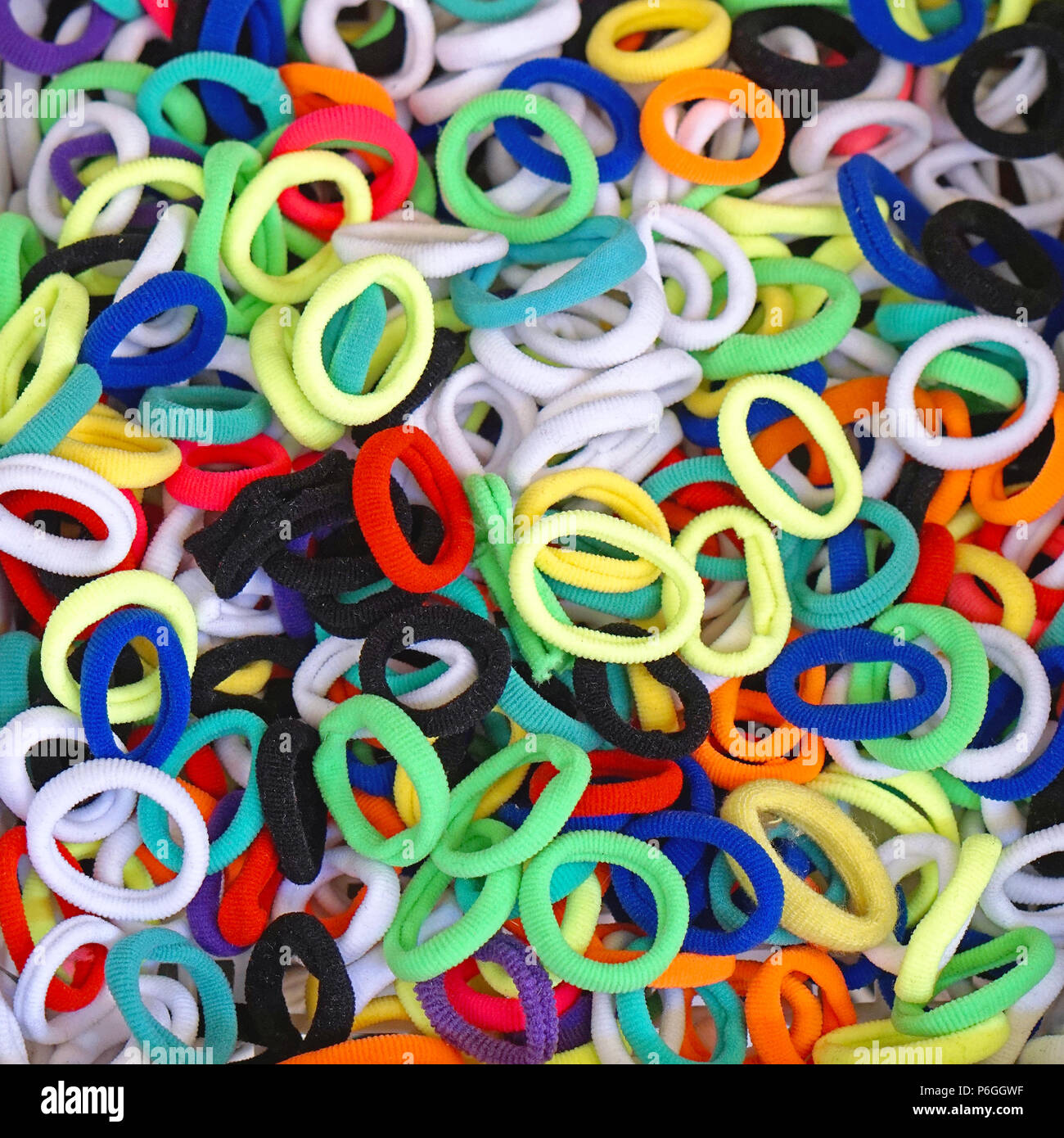 Bunch of hair bands in different colors Stock Photo