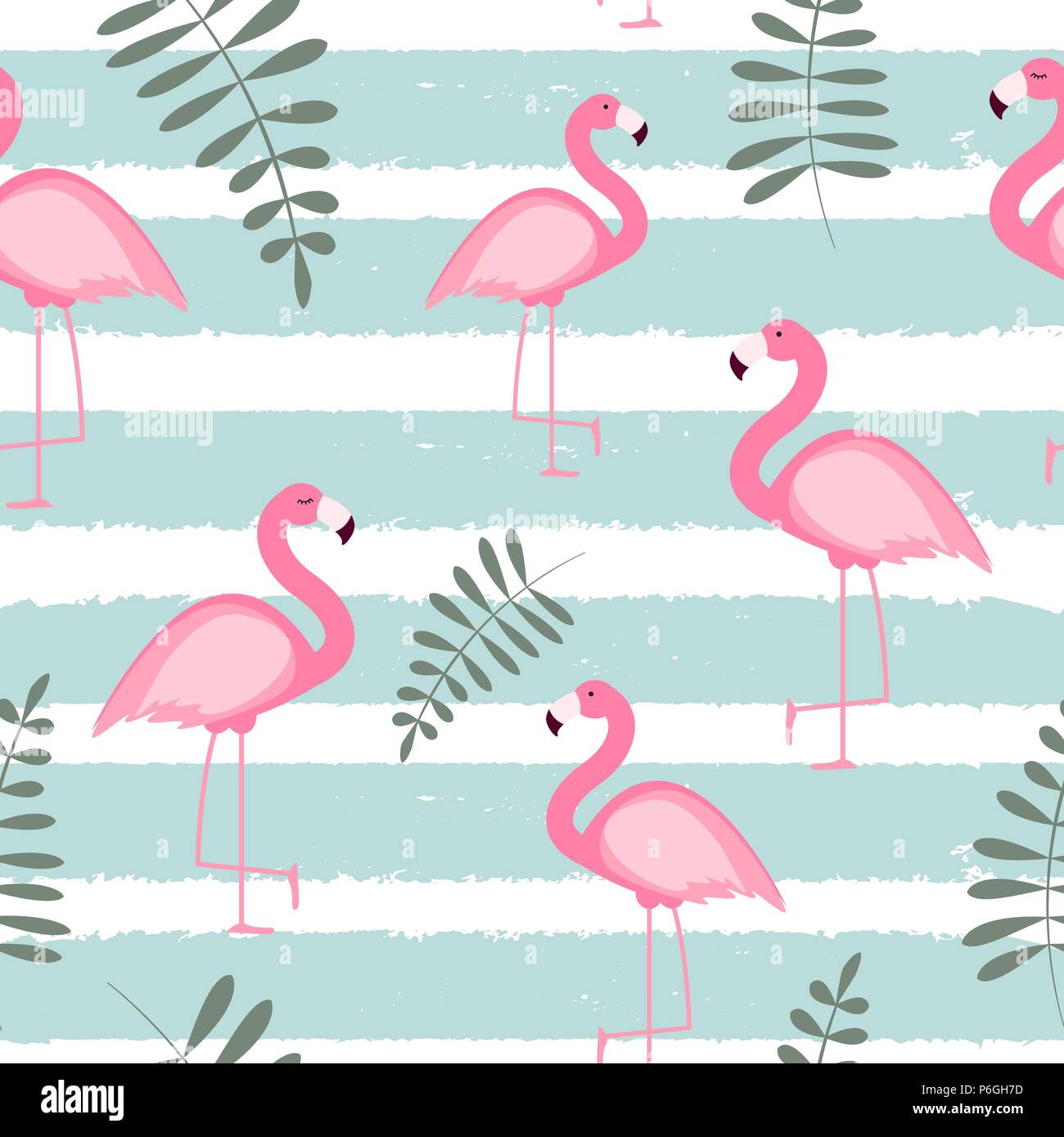 Cute Seamless Flamingo Pattern Vector Illustration Stock Vector Image ...