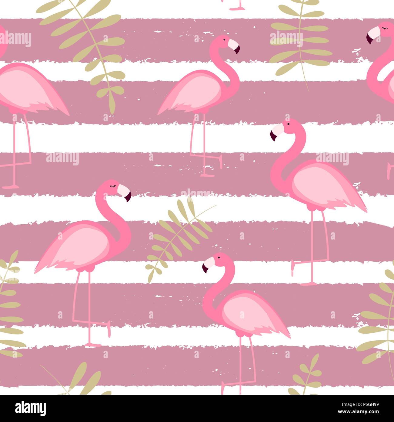 Cute Seamless Flamingo Pattern Vector Illustration Stock Vector Image ...