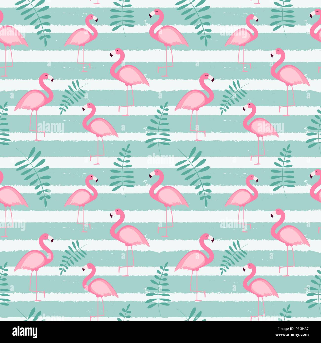 Cute Seamless Flamingo Pattern Vector Illustration Stock Vector Image ...
