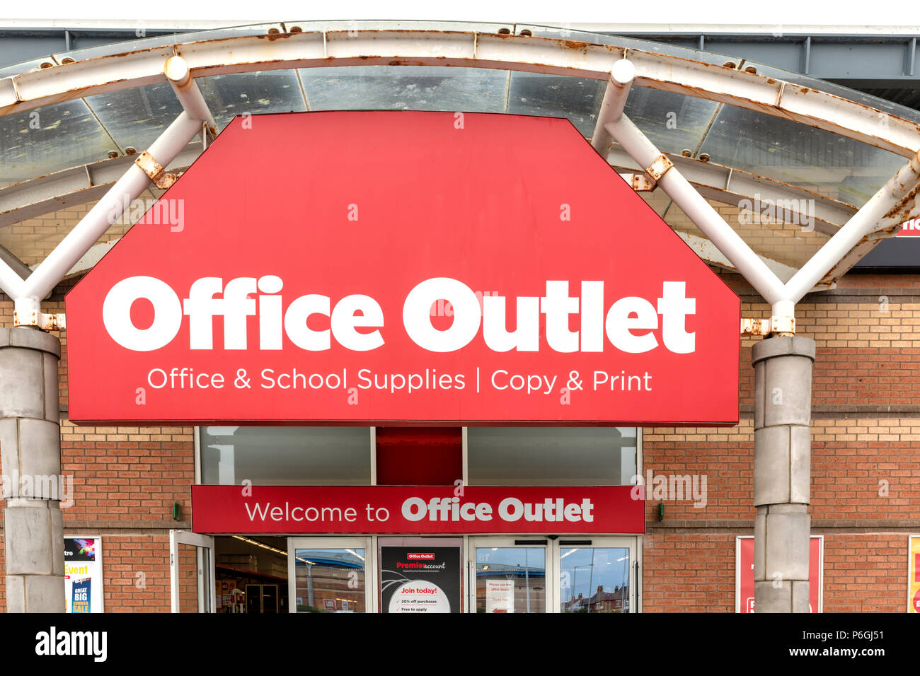 Sign over an Office Outlet store in Blackpool, Lancashire,UK Stock Photo