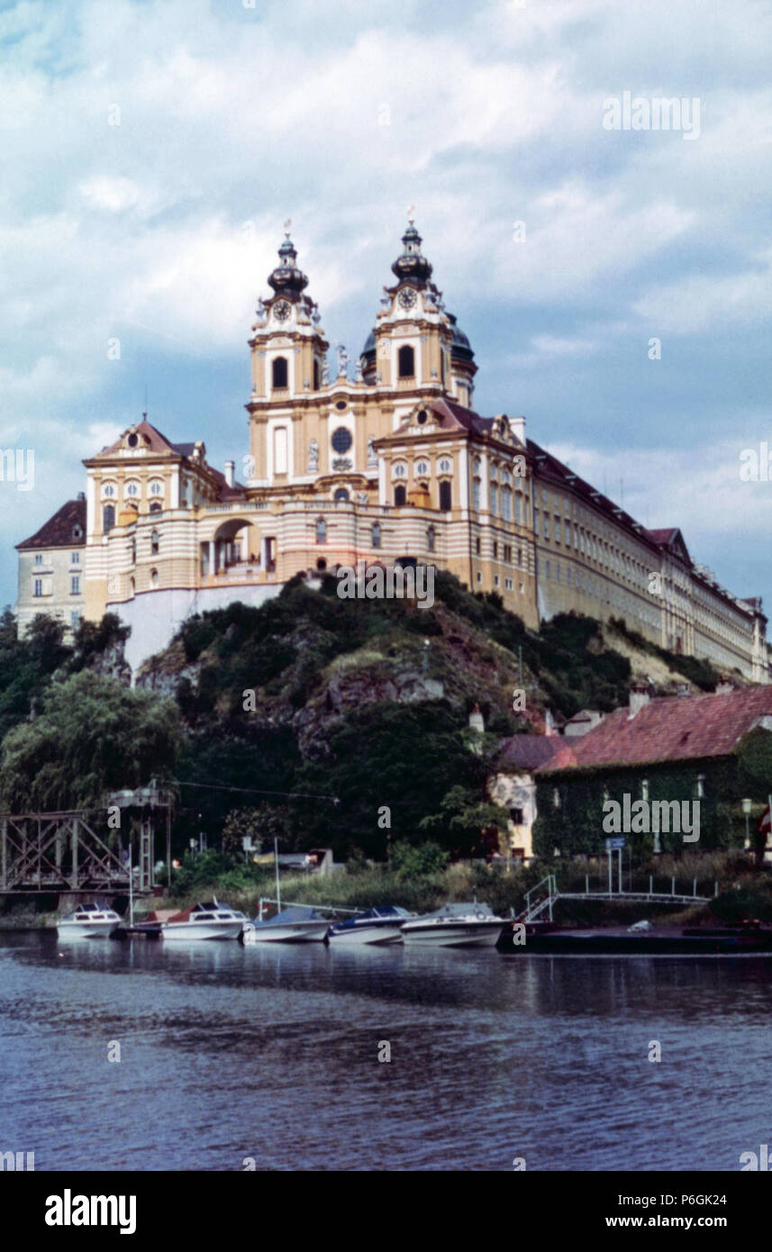 Melk Abbey on the Danube River,Austria Stock Photo