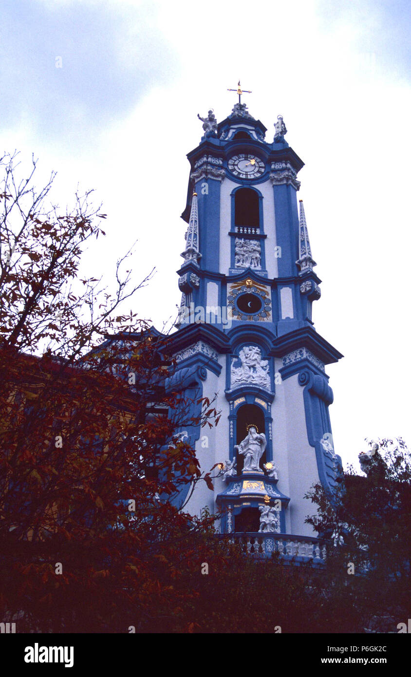 The blue tower,Durstein,Austria Stock Photo