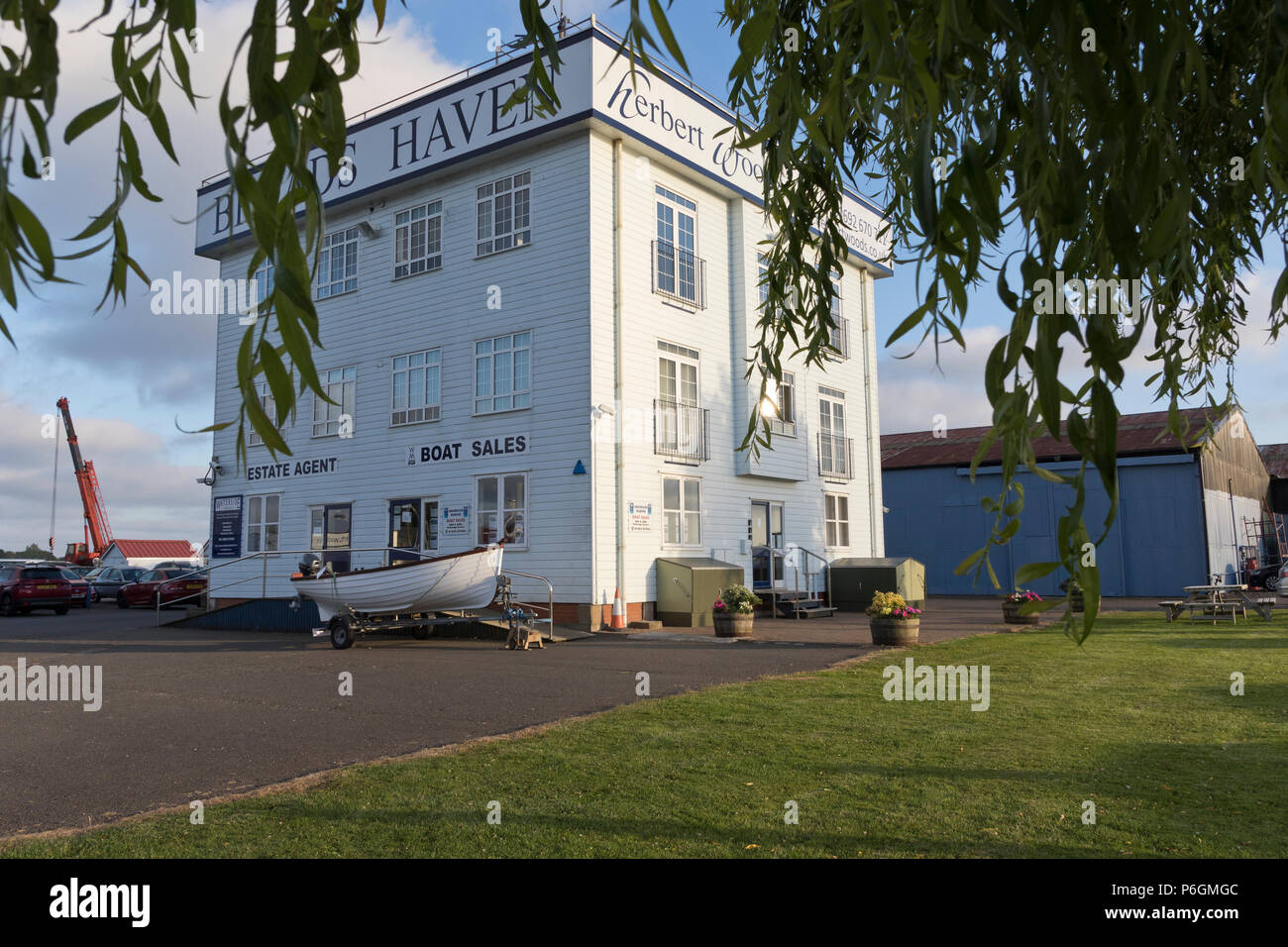 Herbert Woods Boat Hire Office, Potter Heigham, Norfolk, UK Stock Photo