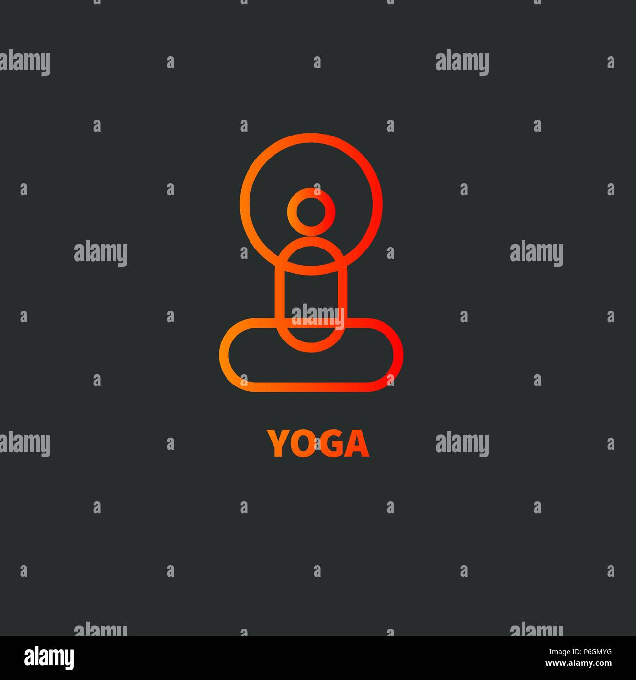 Minimal yoga icon, stylized of asana, logo of yoga studio, line