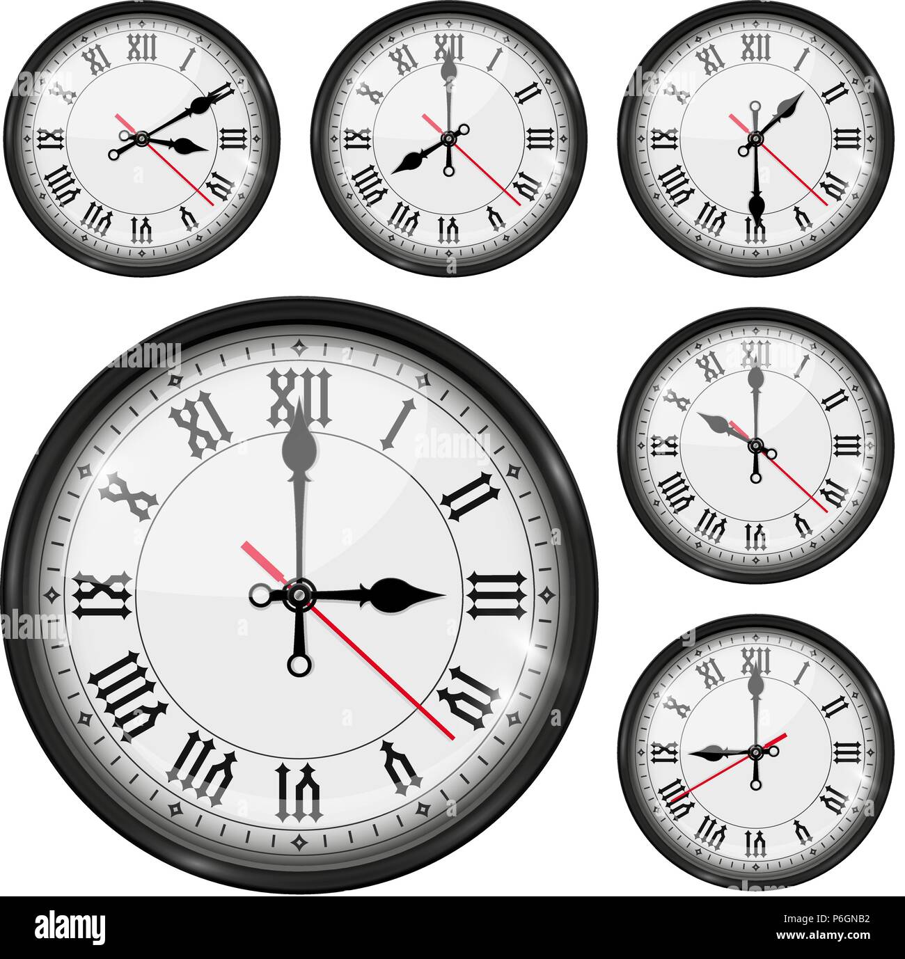 Retro clock with roman numerals and vintage hour and minute hand