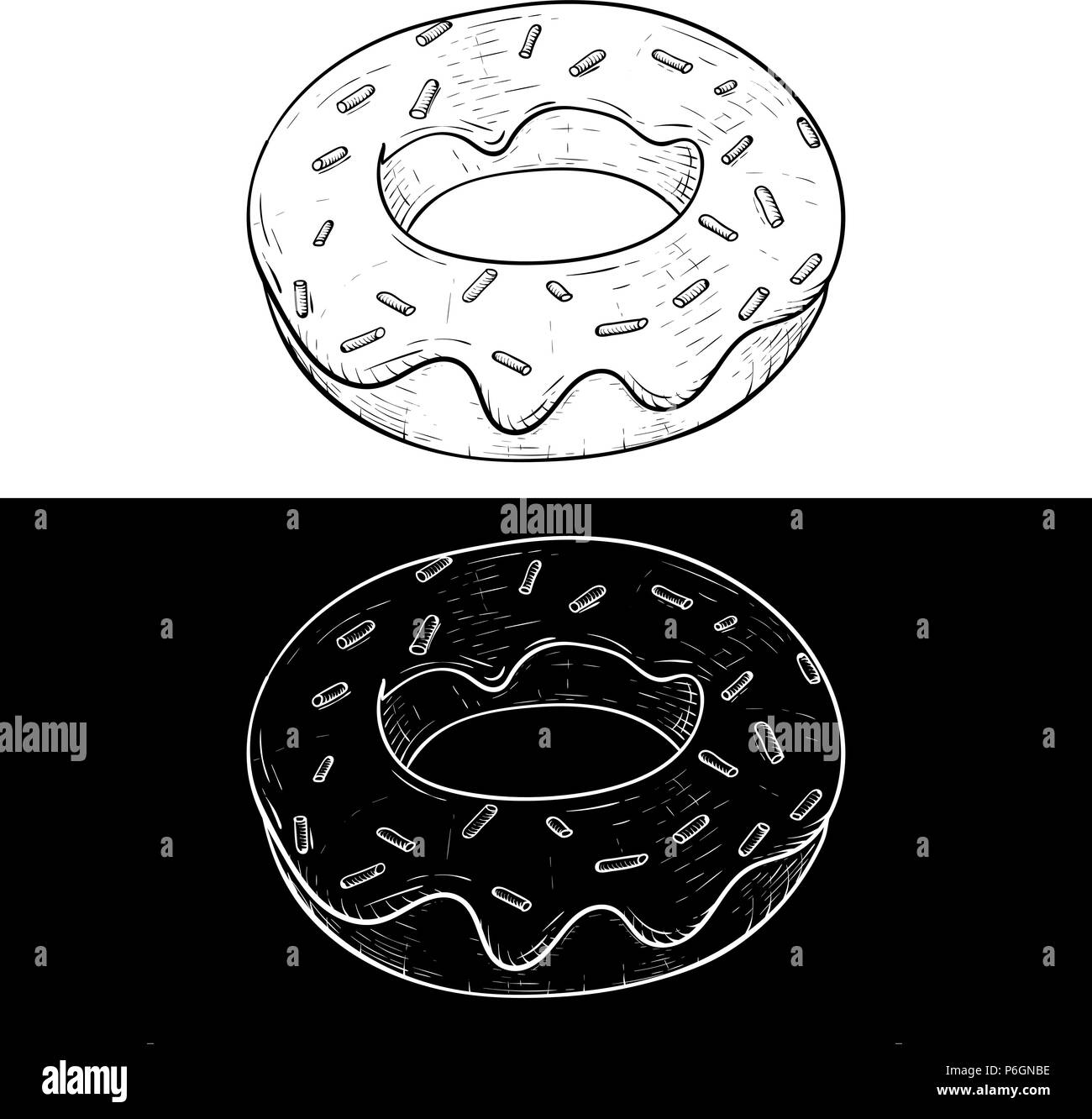 Donut. Black and white outline drawings Stock Vector Image & Art Alamy