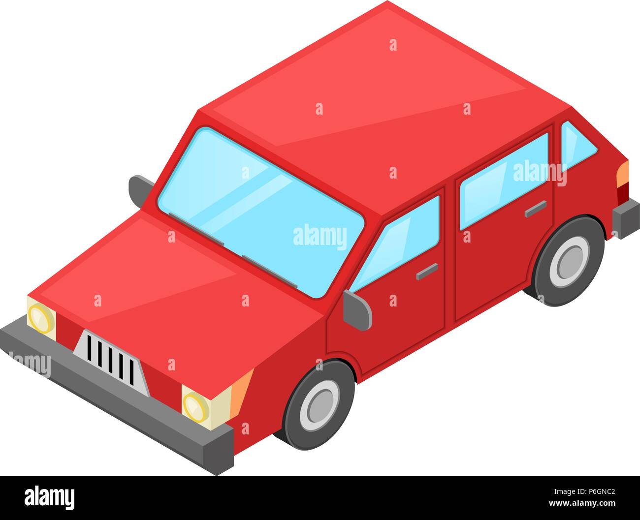 Small red car. Retro styled. Isometric vector illustration Stock Vector