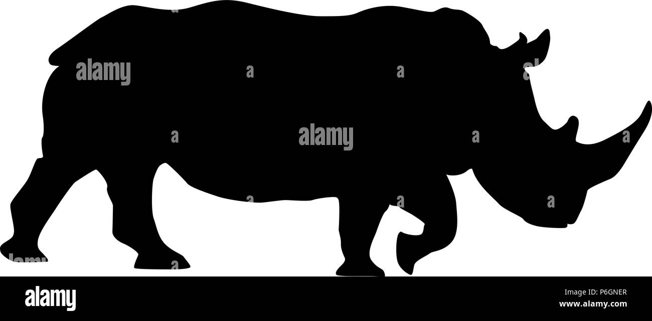 Rhino. Black silhouette Stock Vector