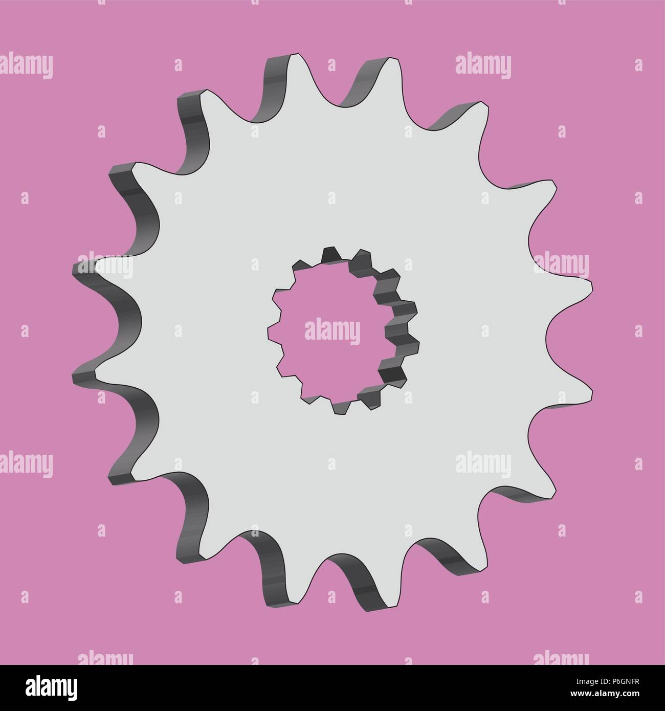Sprocket wheel on pink background. 3d vector Stock Vector