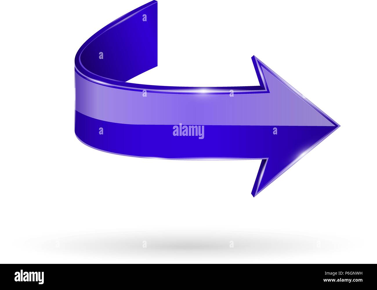 Blue arrow. Web 3d shiny icon Stock Vector
